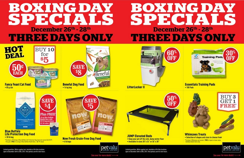 Click here for Boxing Day Specials at Pet Valu in Wallaceburg
