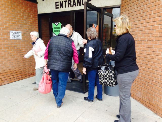 Lineup out the door at Dresden polling station