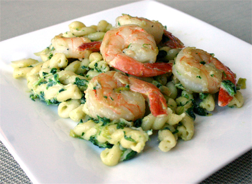 Shrimp, Leek, and Spinach Pasta
