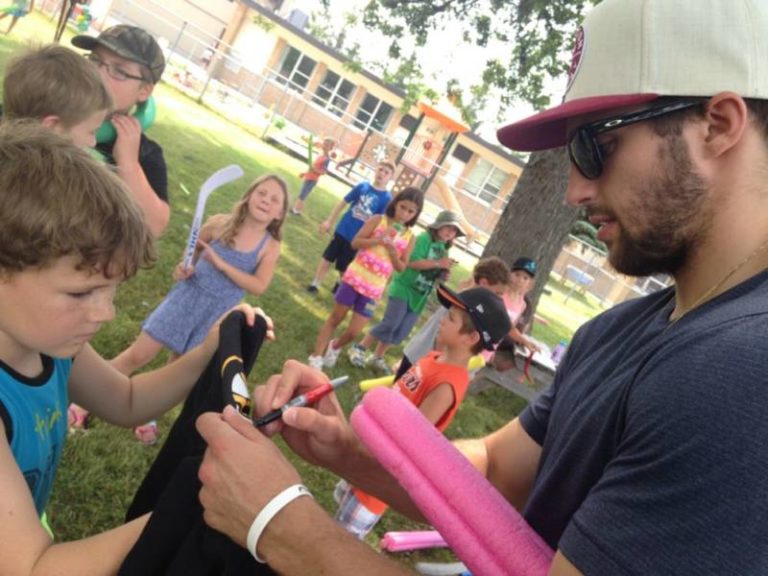 Pool noodle hockey with Seth Griffith