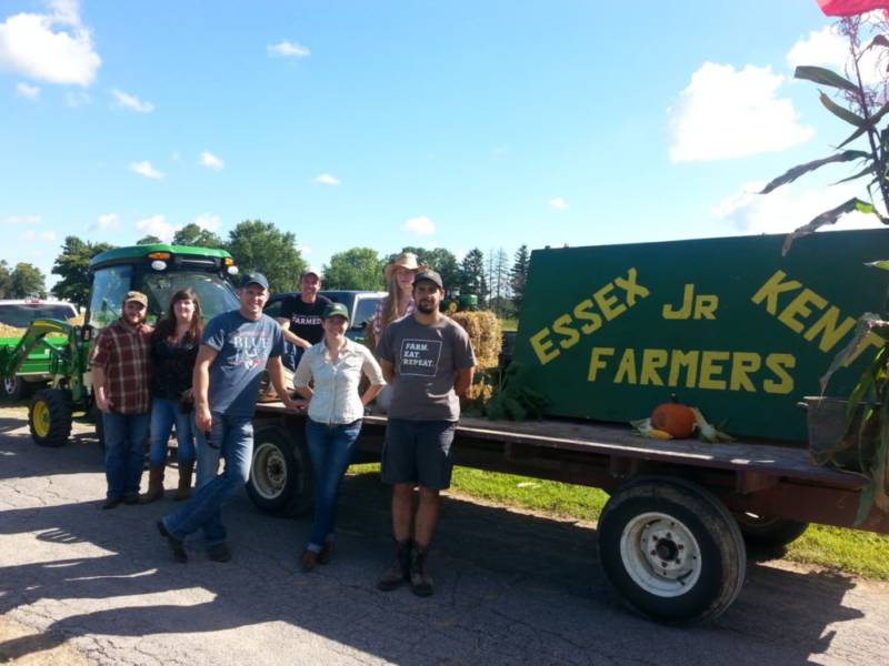 Left to Right- Kristoffer Rivard, Meaghan McLean, Graham Smyth, Brian Sterling, Anne-Marie Struhar, Willemsma, Nic Willemsma with their float at Harrow Fair Parade on September 3, 2016 (Submitted photo)
