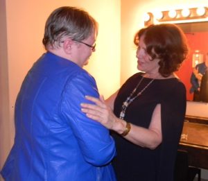 Margaret Trudeau embracing a fan following her talk (Tami Eagen)