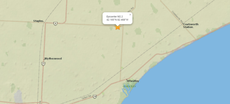 Minor earthquake recorded near Wheatley