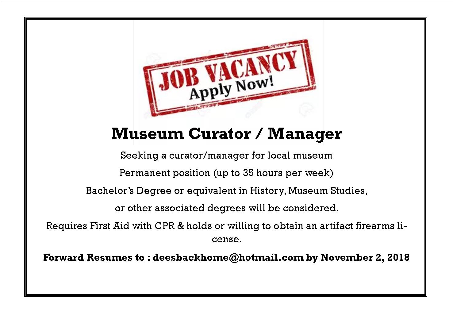 Wallaceburg Museum Seeks New Curator