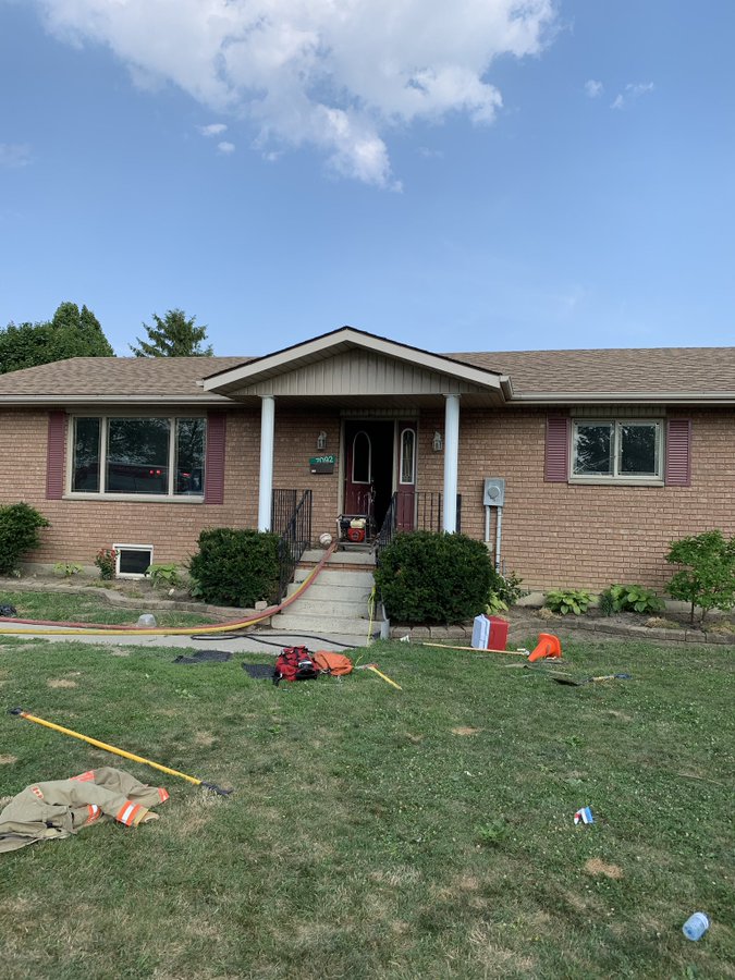 Firefighter taken to hospital, dog dies after a fire on Pain Court Line