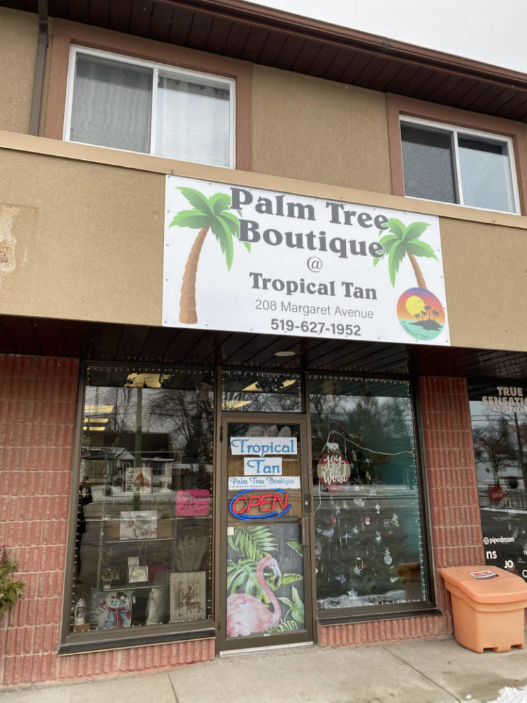 Palm Tree Boutique inside Tropical Tan in Wallaceburg