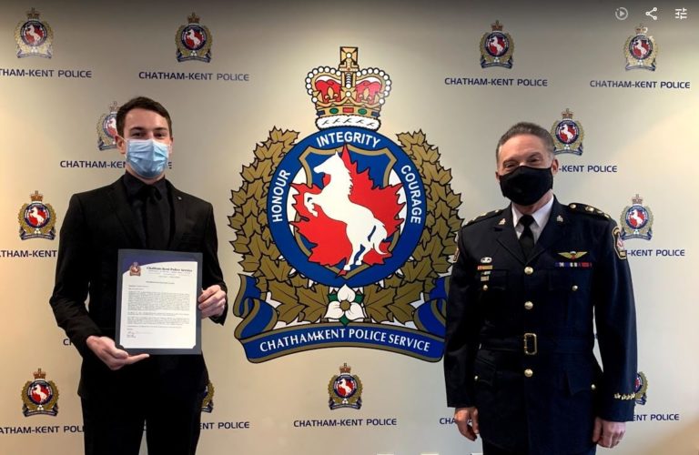 CKPS officer recognized for his ‘life-saving efforts’ after a stabbing in Wallaceburg