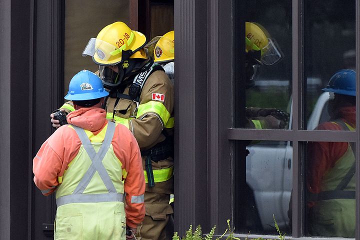 Provincial hazmat team surveying the gas leak emergency in Wheatley