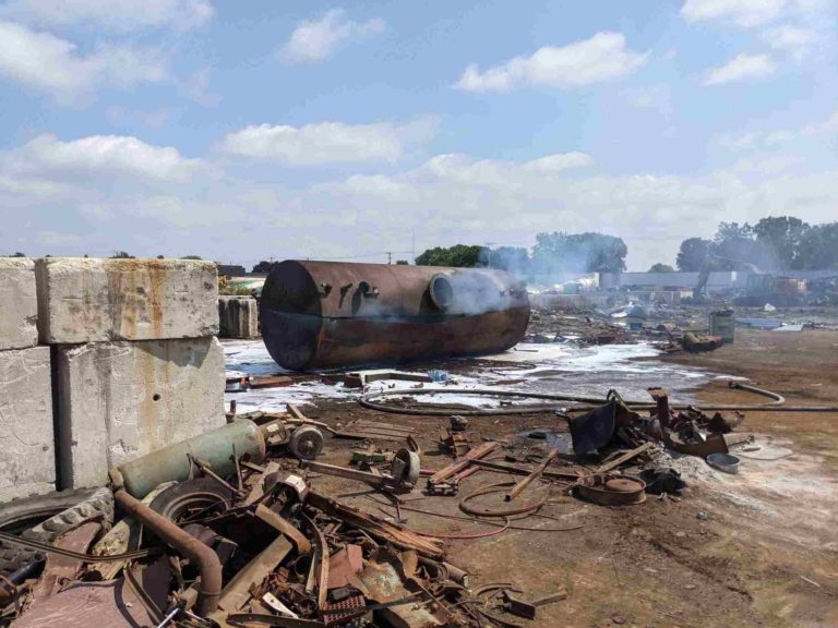 Metal tank fire on Mason Street in Wallaceburg
