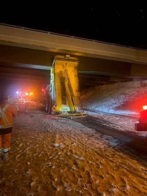 Lambton OPP: Snow clearing equipment strikes overpass