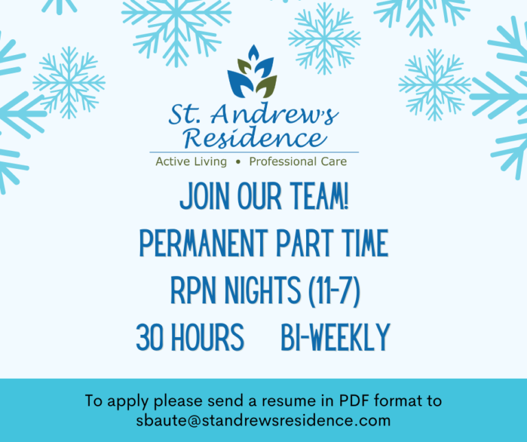 Night nurse position open at St. Andrew’s Residence