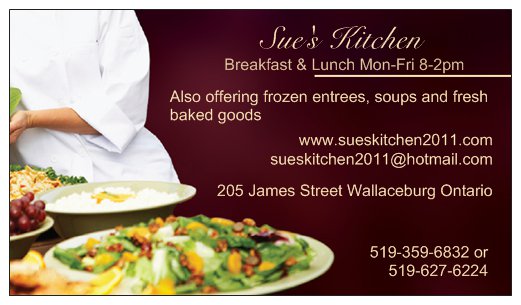 Sue’s Kitchen Lunch specials for the week of April 18-22