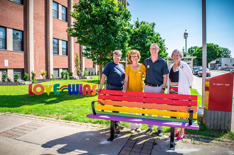 Pride-themed bench installed at the Chatham hospital
