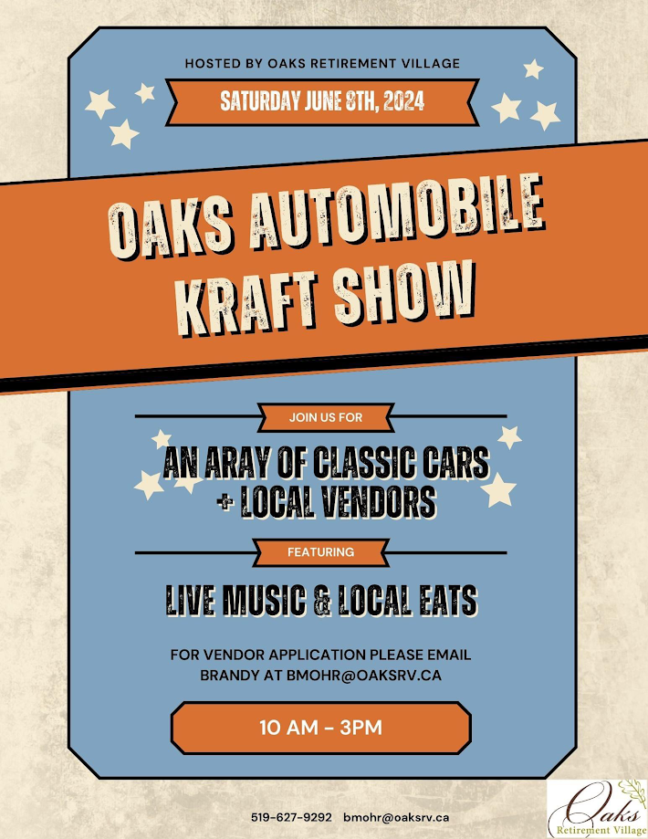 Car show this weekend at the Oaks in Wallaceburg