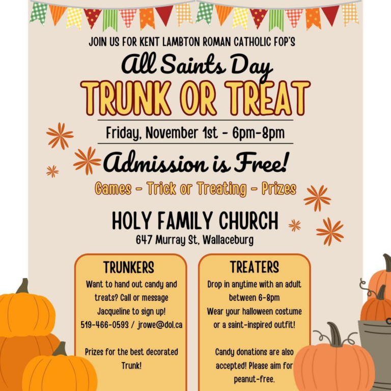 Holy Family Church holding ‘Trunk or Treat’ event on November 1 in Wallaceburg