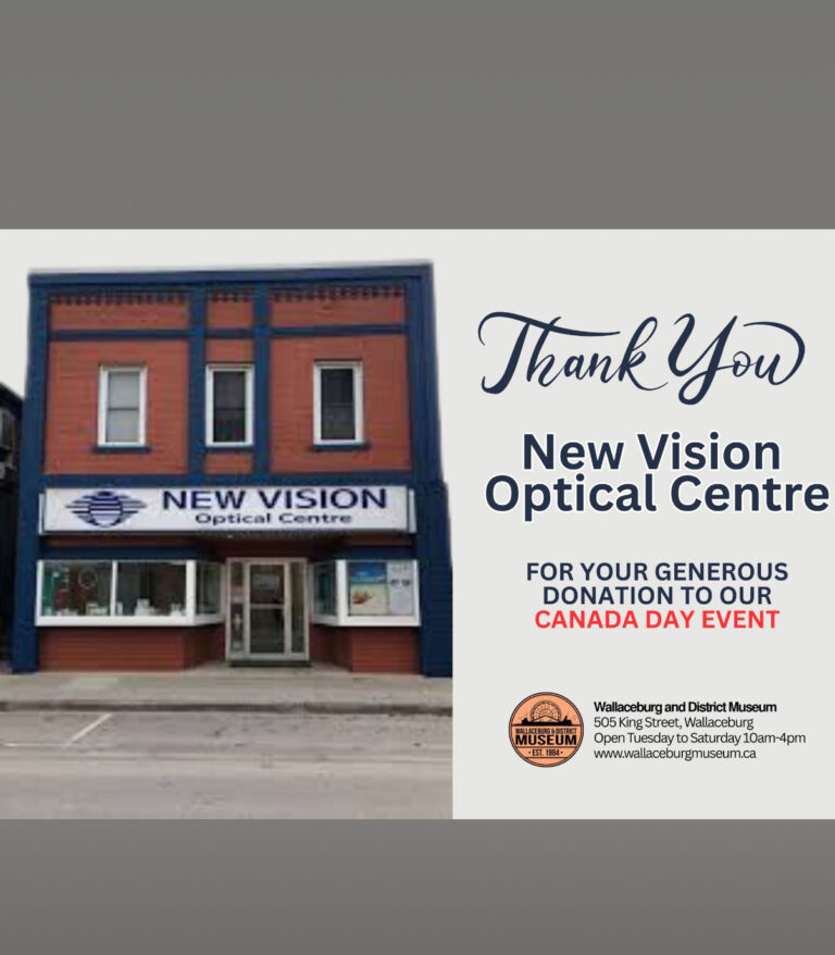 Wallaceburg & District Museum thanks New Vision!
