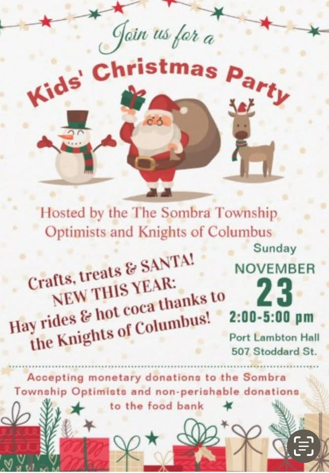 Sombra Township groups to host kids’ Christmas party in Port Lambton